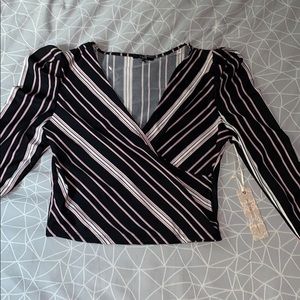 Wrap around long sleeve top